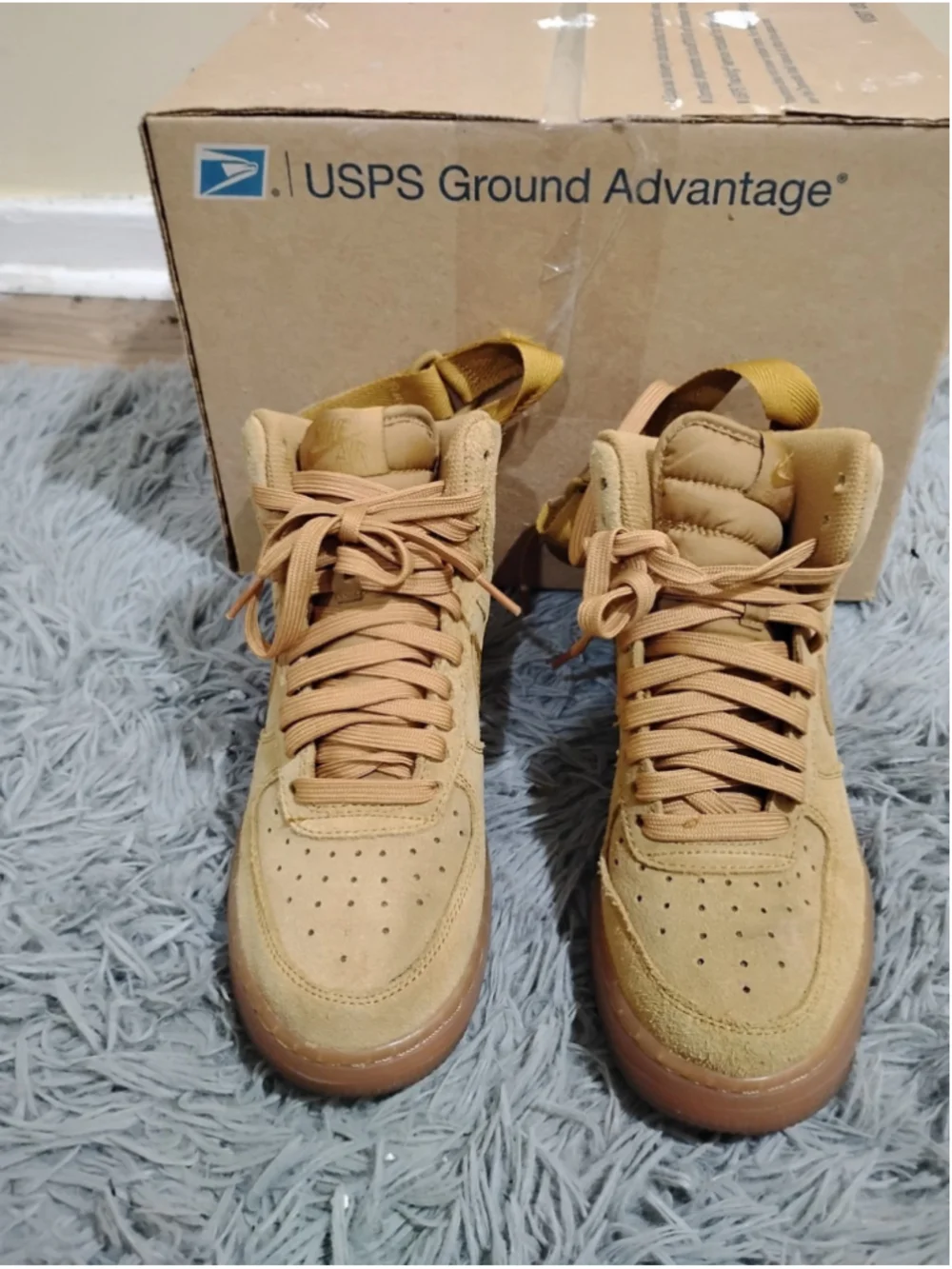 Nike Air Force 1 One High GS Youth Size 4.5 Wheat Flax Brown Suede CK0262-700